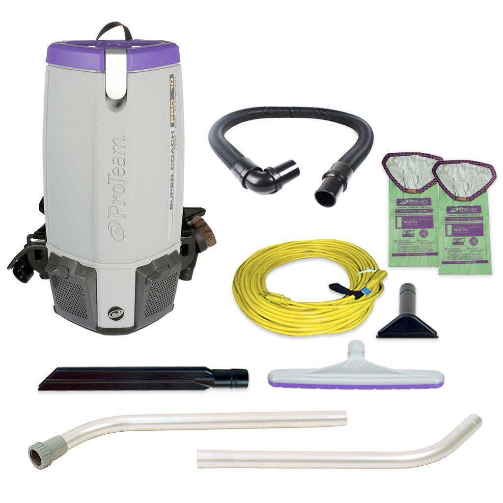ProTeam 107304 Super Coach Pro 10, 10 qt. Backpack Vacuum w/ Xover Multi-Surface Two-Piece Wand Tool Kit