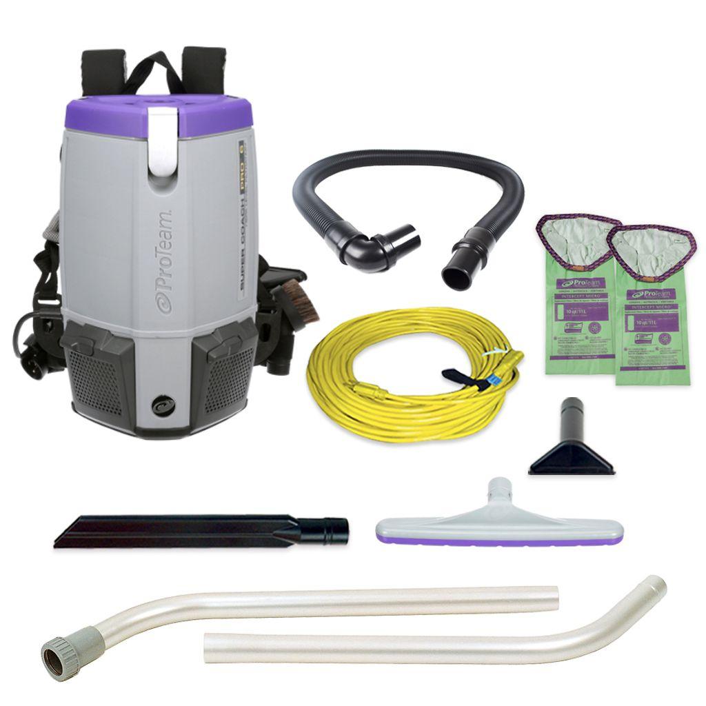 ProTeam 107308 Super Coach Pro 6 W/ HEPA Media Backpack Vacuum w/ 107098 Tool Kit