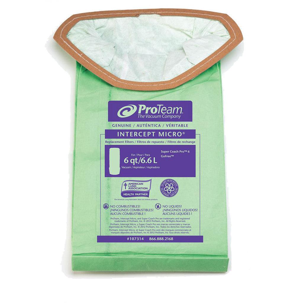 ProTeam 107314 6 qt Intercept Micro Filter Bags for Super Coach Pro 6,