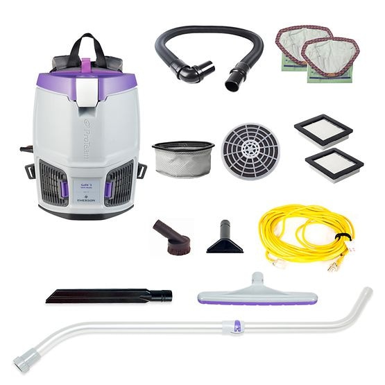 ProTeam 107713 GoFit 3, 3 qt. Backpack Vacuum w/ Xover Multi-Surface Telescoping Wand Tool Kit