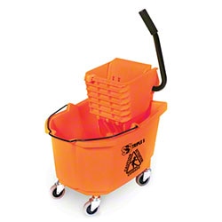 Triple-S 22200 Heavy-Duty 35 Qt. Side-Press Wringer Bucket Combo, Orange