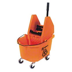 Triple-S 22201 Heavy-Duty 35 Qt. Down-Press Wringer Bucket Combo, Orange
