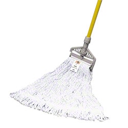 Triple-S Large Finish Wet Mop, Looped-End, Blue/White, 1.25" Headband